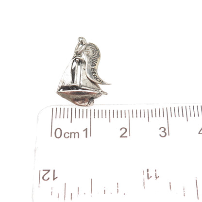 Pacific Jewelry 925 Sterling Vintage Sailboat Virginia Beach Mini Charm Pendant