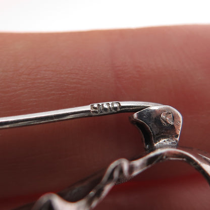 800 Silver Vintage Floral Leaf Oxidized Pin Brooch