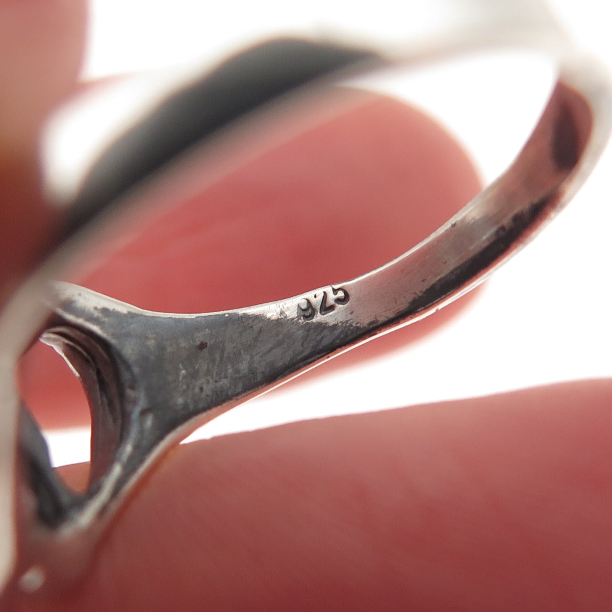925 Sterling Silver Vintage Modernist Oxidized Ring Size 8
