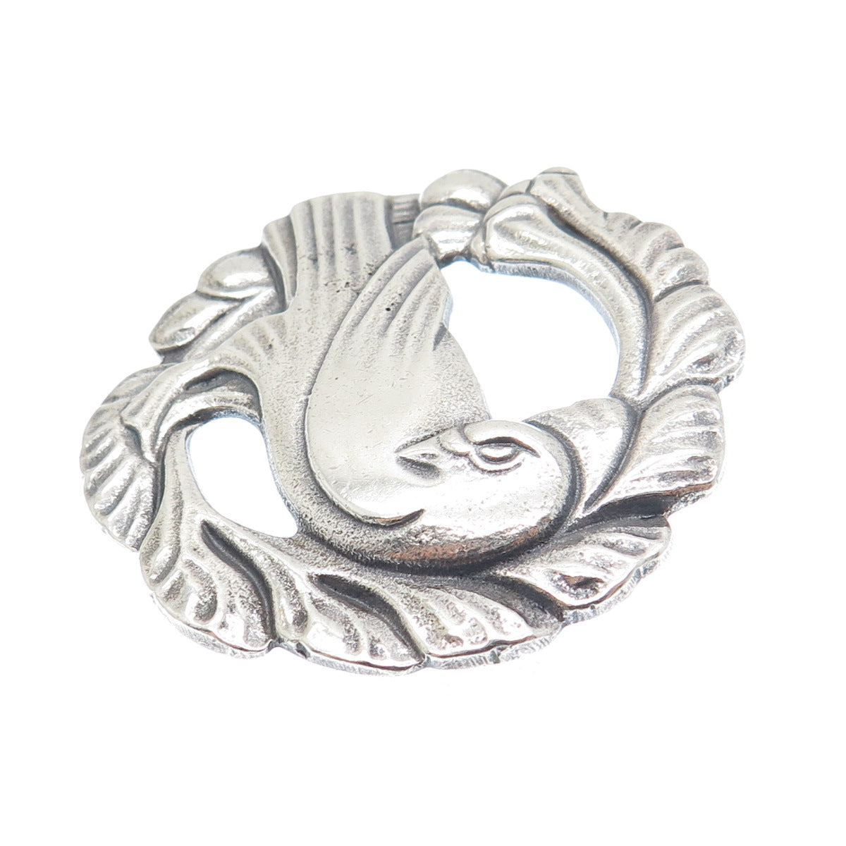 925 Sterling Silver Vintage Dove Bird Oxidized Pin Brooch