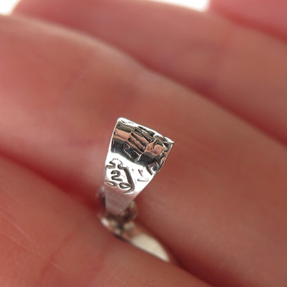 925 Sterling Silver Vintage Mexico Real Turquoise Inlay Cannabis Charm Pendant