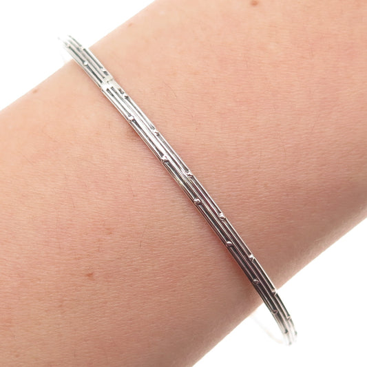 BEAU 925 Sterling Silver Antique Art Deco Dotted Oxidized Bangle Bracelet 7.75"