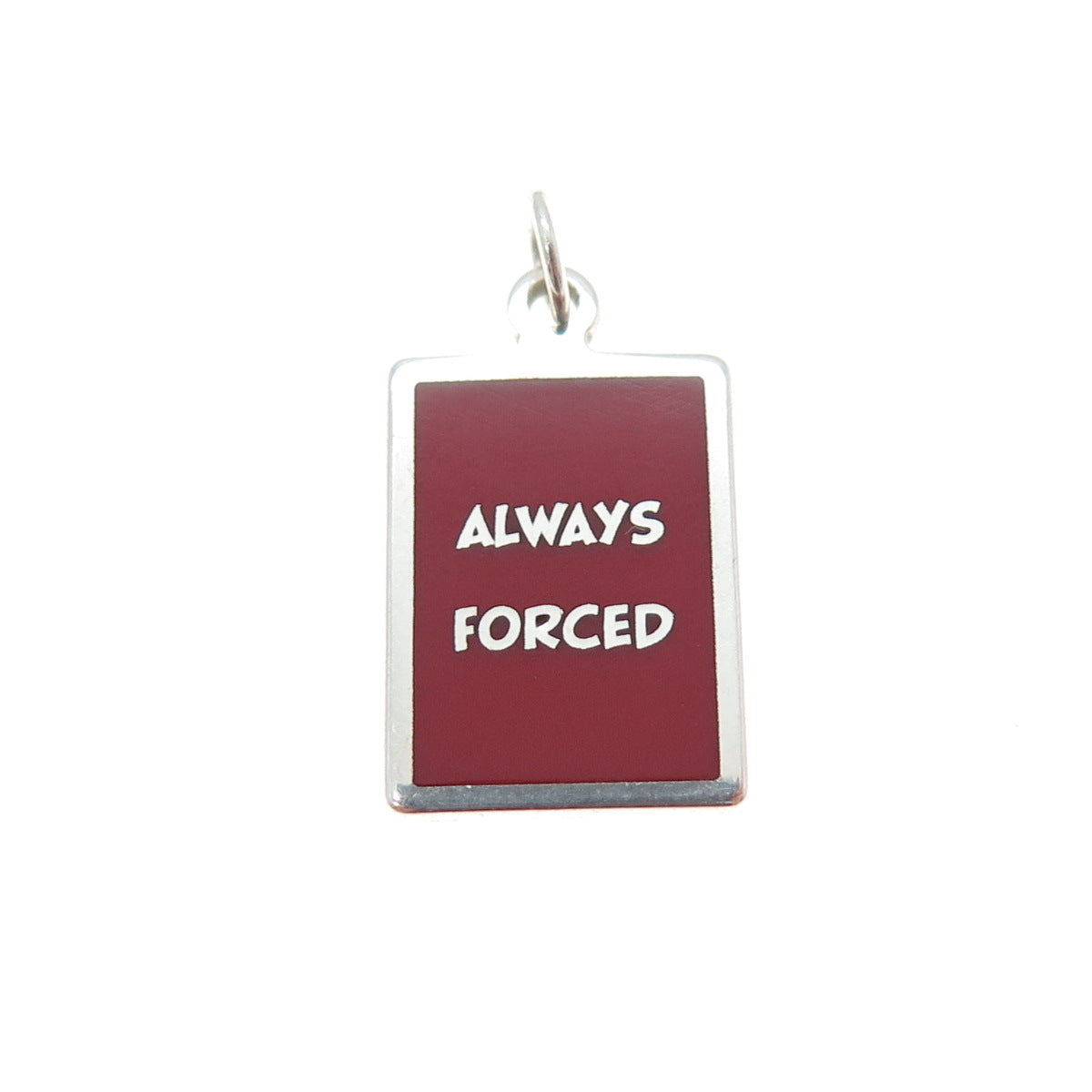 925 Sterling Silver Red Enamel Always Forced Minimalist Charm Pendant