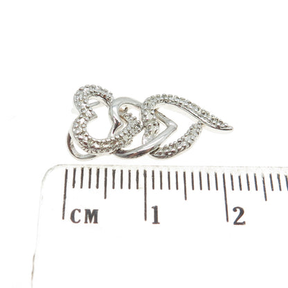 ROSS SIMONS 925 Sterling Silver Real White Diamond Accent Heart Slide Pendant