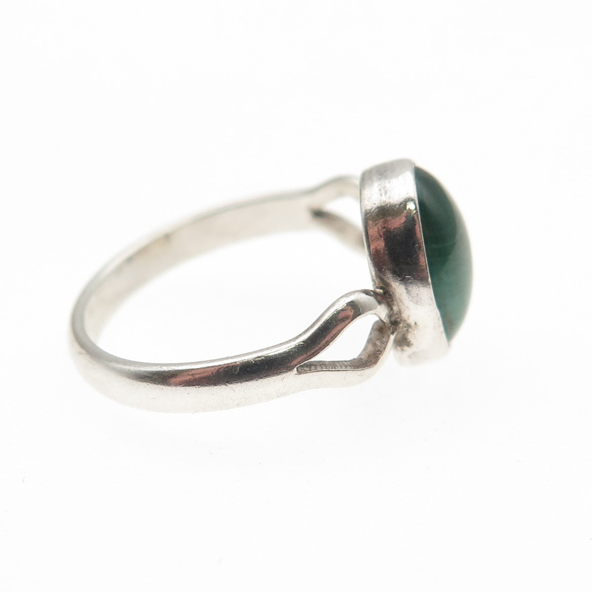 Old Pawn Sterling Silver Vintage Southwestern Malachite Tribal Ring Size 4.75
