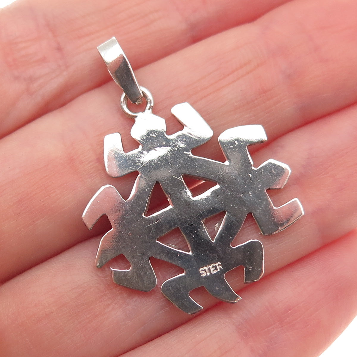 925 Sterling Silver Vintage Jerusalem Cross Oxidized Charm Pendant