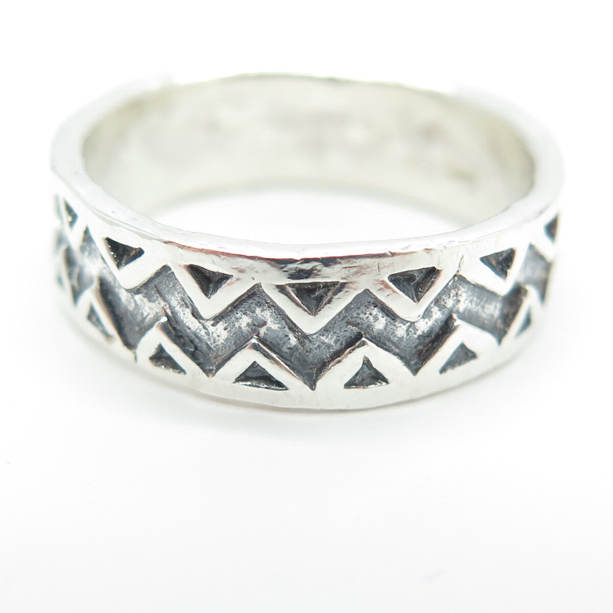925 Sterling Silver Vintage Zig Zag Band Ring Size 8.5