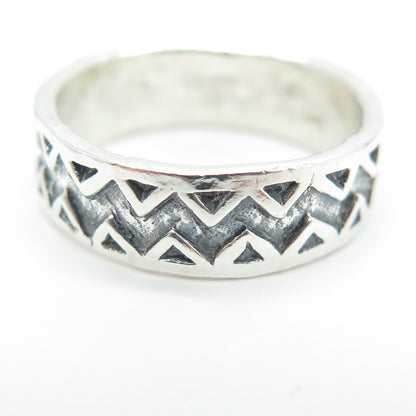 925 Sterling Silver Vintage Zig Zag Band Ring Size 8.5