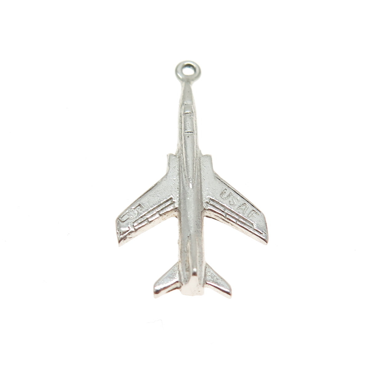 925 Sterling Silver Vintage US Air Force Fighter Jet Charm Pendant