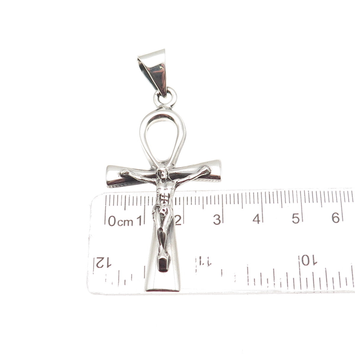 925 Sterling Silver Vintage Egyptian Ankh Crucifix Cross Charm Pendant