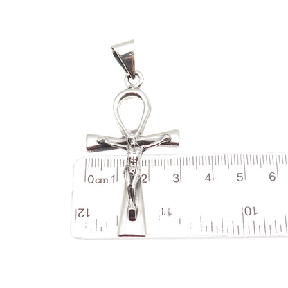925 Sterling Silver Vintage Egyptian Ankh Crucifix Cross Charm Pendant