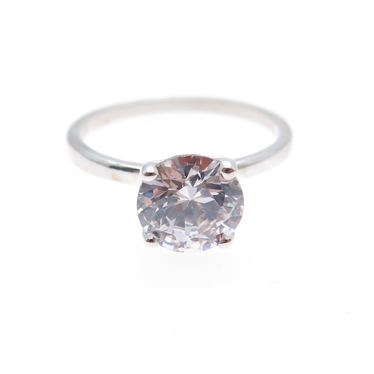 925 Sterling Silver Round-Cut C Z Engagement Ring Size 8