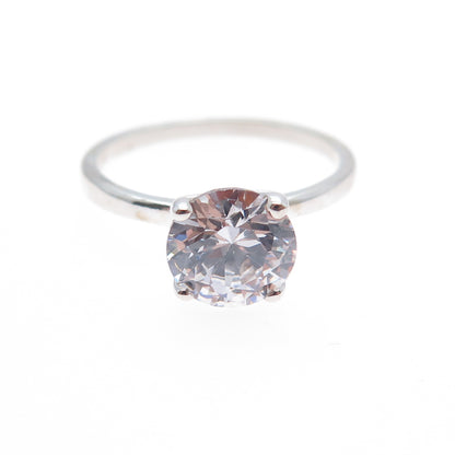 925 Sterling Silver Round-Cut C Z Engagement Ring Size 8