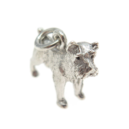 925 Sterling Silver Antique Art Deco Terrier Dog 3D Charm Pendant