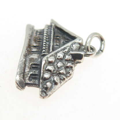 800 Silver Vintage Italy Cabin Charm Pendant