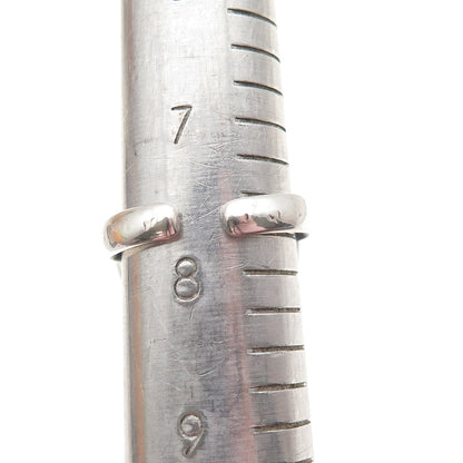 925 Sterling Silver Vintage Real Blue Topaz Flower Adjustable Ring Size 7.75