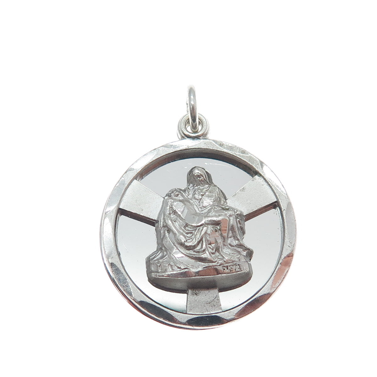 CATAMORE Sterling Silver Vintage NY World's Fair La Pieta Medal Charm Pendant