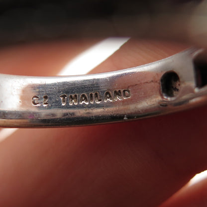 JUDITH RIPKA 925 Sterling Silver Real Round-Cut Ruby & C Z Band Ring Size 11.25