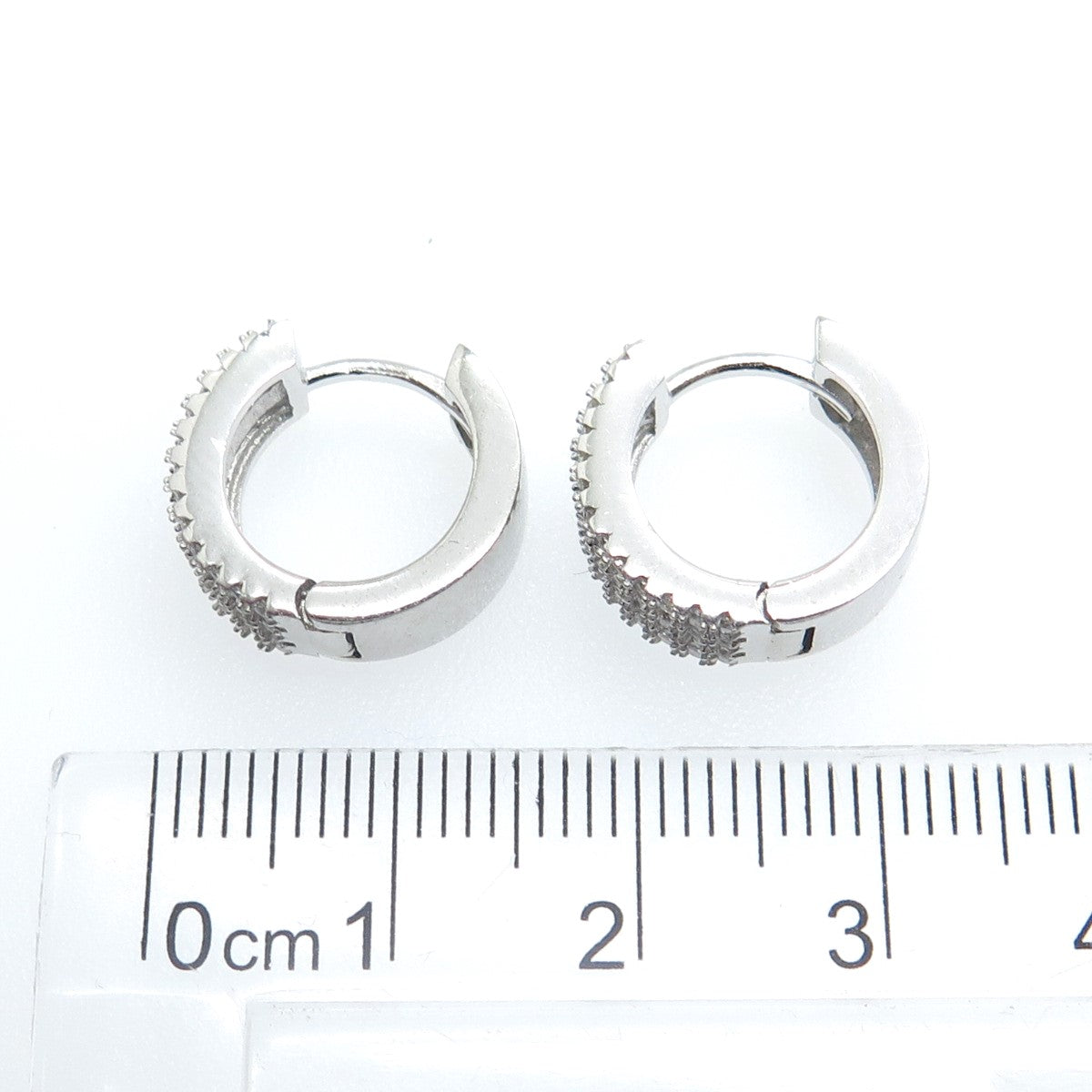 925 Sterling Silver Round-Cut C Z Multi-Row Hoop Earrings