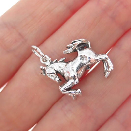 JD JEAN DOUSSET 835 Silver Vintage Horse Oxidized Minimalist 3D Charm Pendant