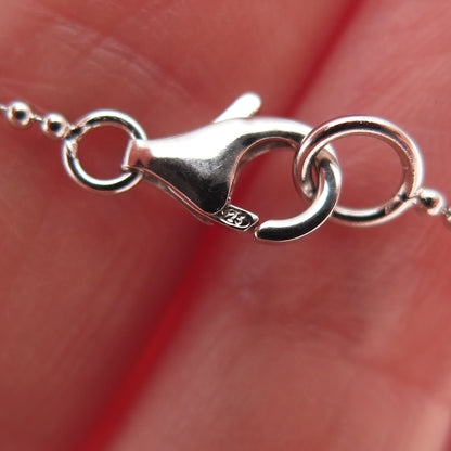 925 Sterling Silver Blue C Z Run Club Charms Beaded Chain Necklace 18"