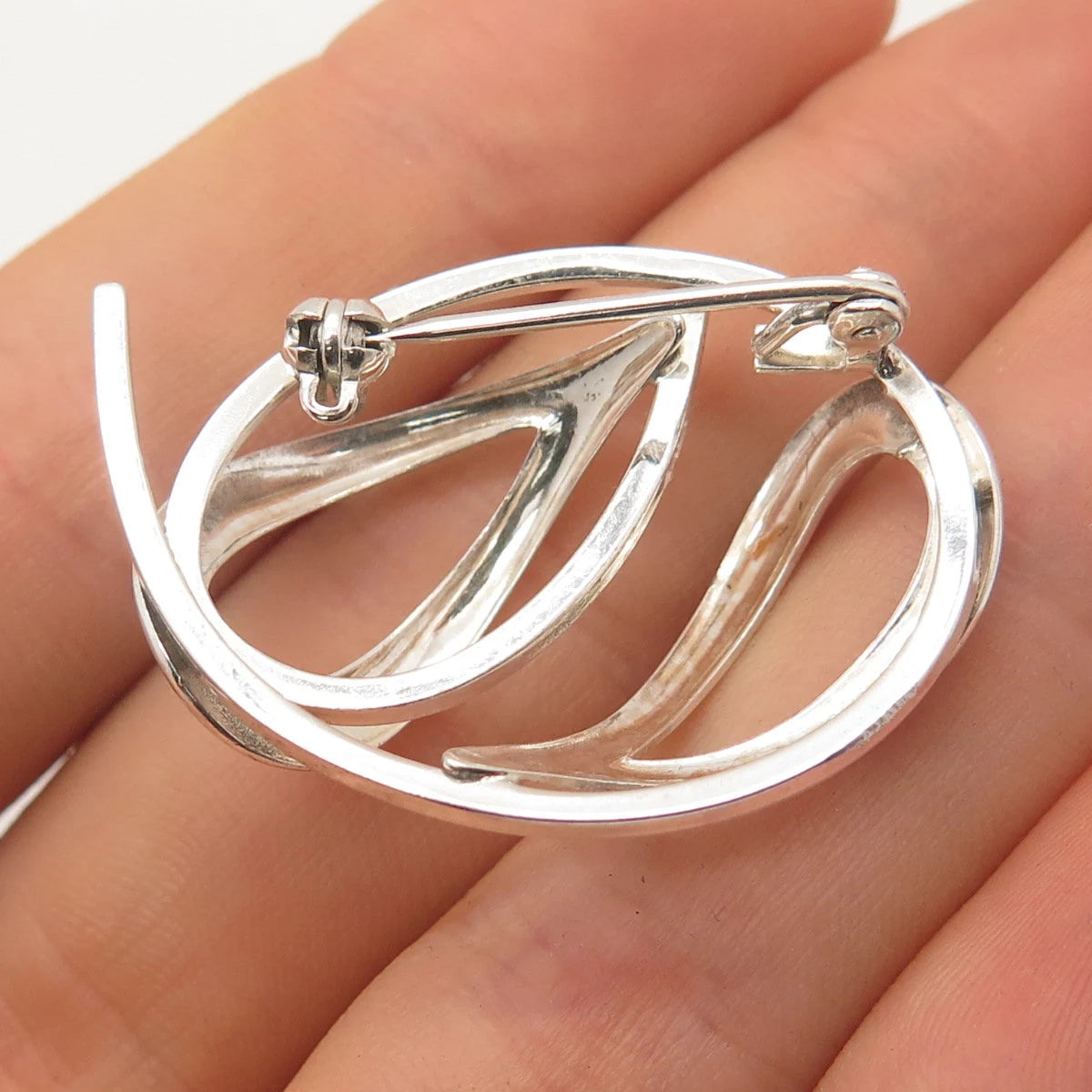 925 Sterling Silver Vintage Modernist Pin Brooch