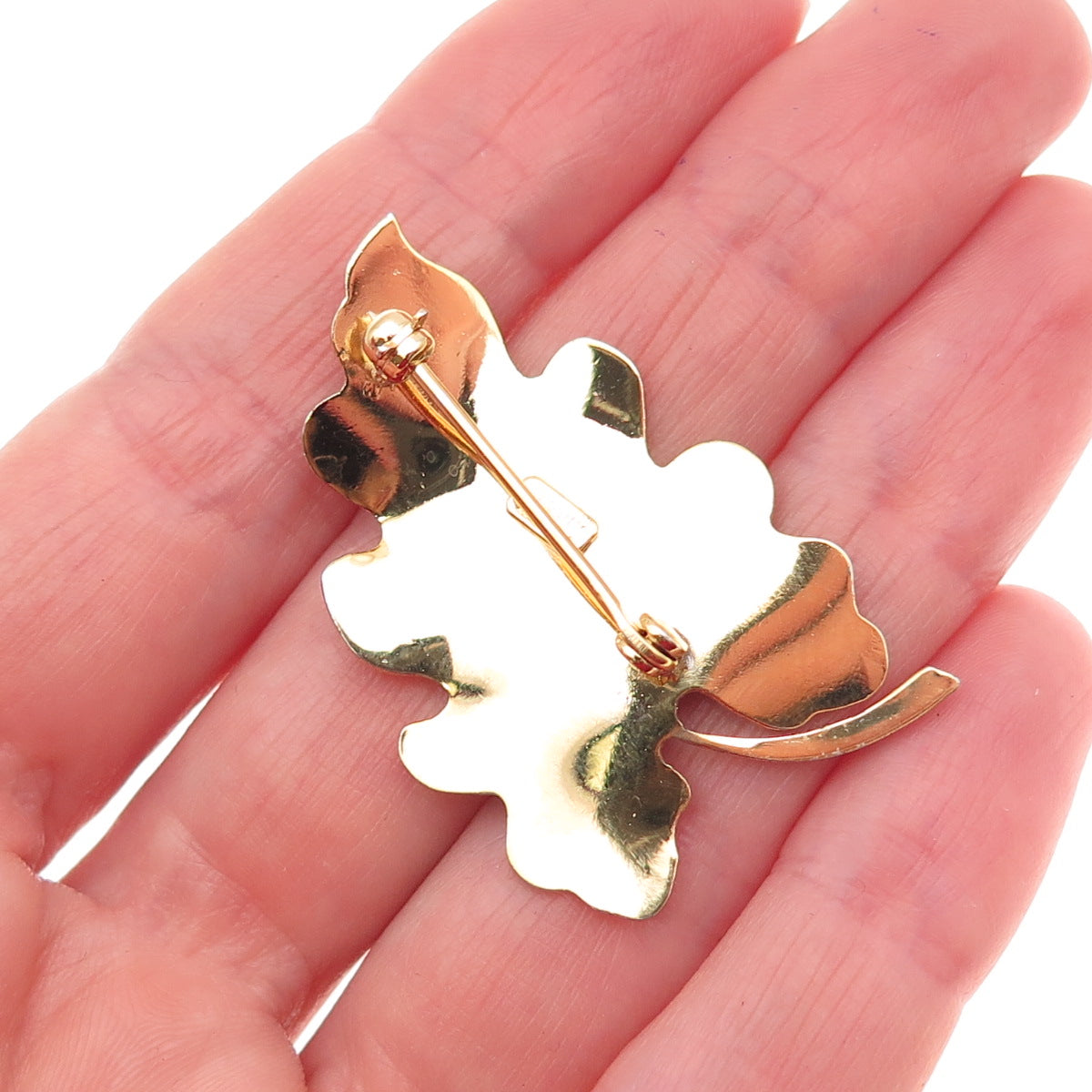 Carl Art 925 Sterling Silver Gold Plated Vintage Oak Leaf Pin Brooch