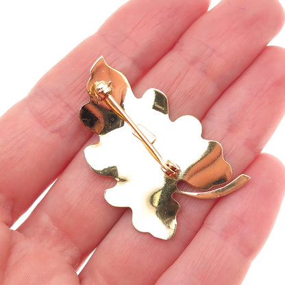 Carl Art 925 Sterling Silver Gold Plated Vintage Oak Leaf Pin Brooch