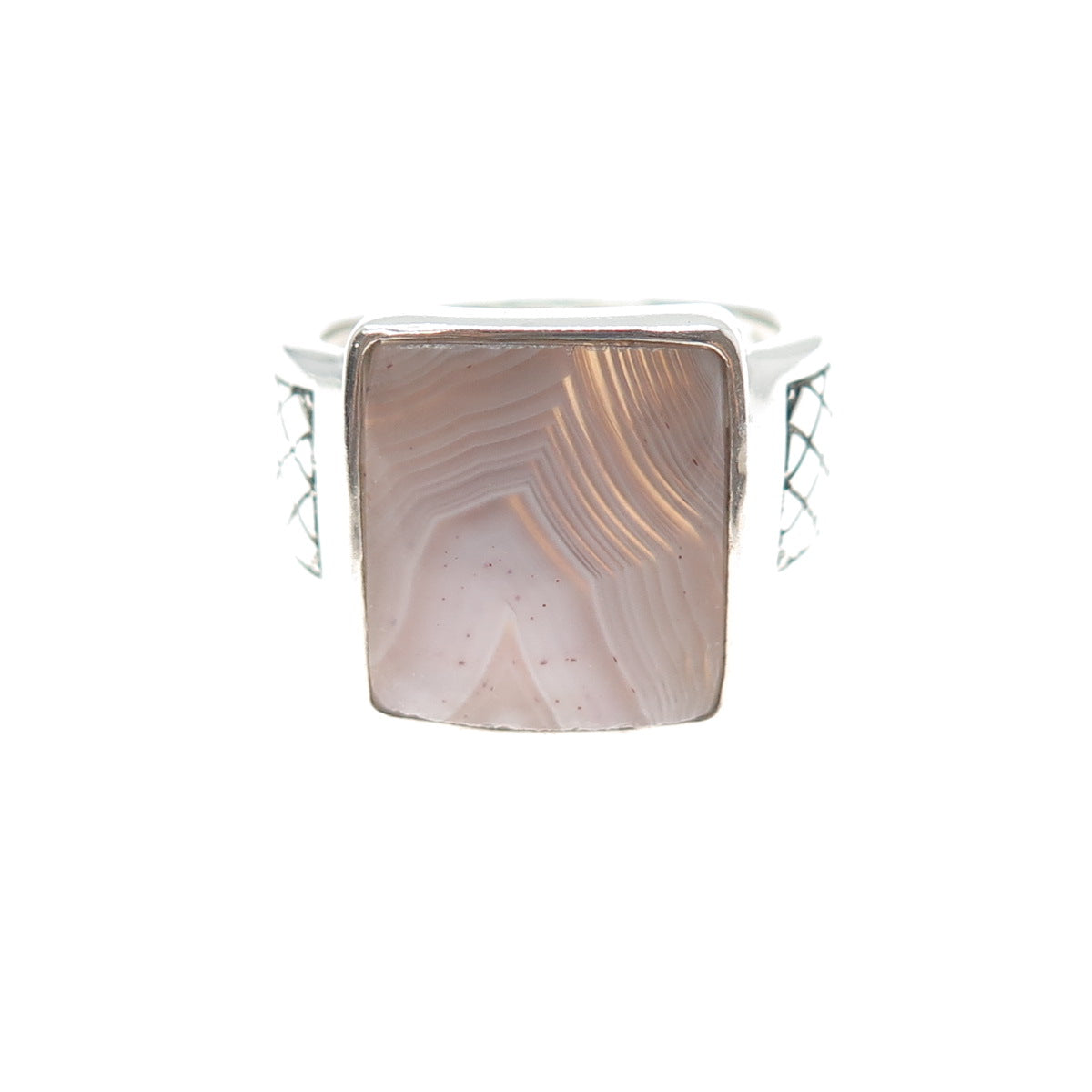 PHLD PlayHardLookDope 925 Sterling Silver Real Lace Agate Ring Size 11.75