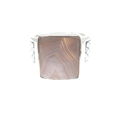 PHLD PlayHardLookDope 925 Sterling Silver Real Lace Agate Ring Size 11.75