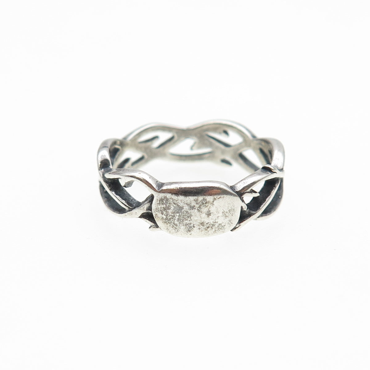 WALDECK 925 Sterling Silver Vintage Woven Wire Oxidized Band Ring Size 6.25