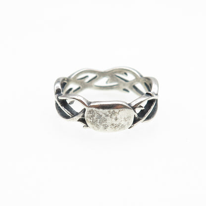 WALDECK 925 Sterling Silver Vintage Woven Wire Oxidized Band Ring Size 6.25