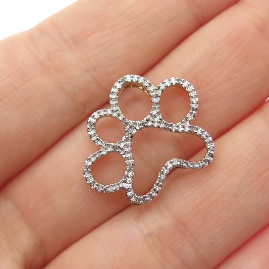 JANE SEYMOUR Sterling Silver Gold Plated Real Diamond Dog Paw Slide Mini Pendant