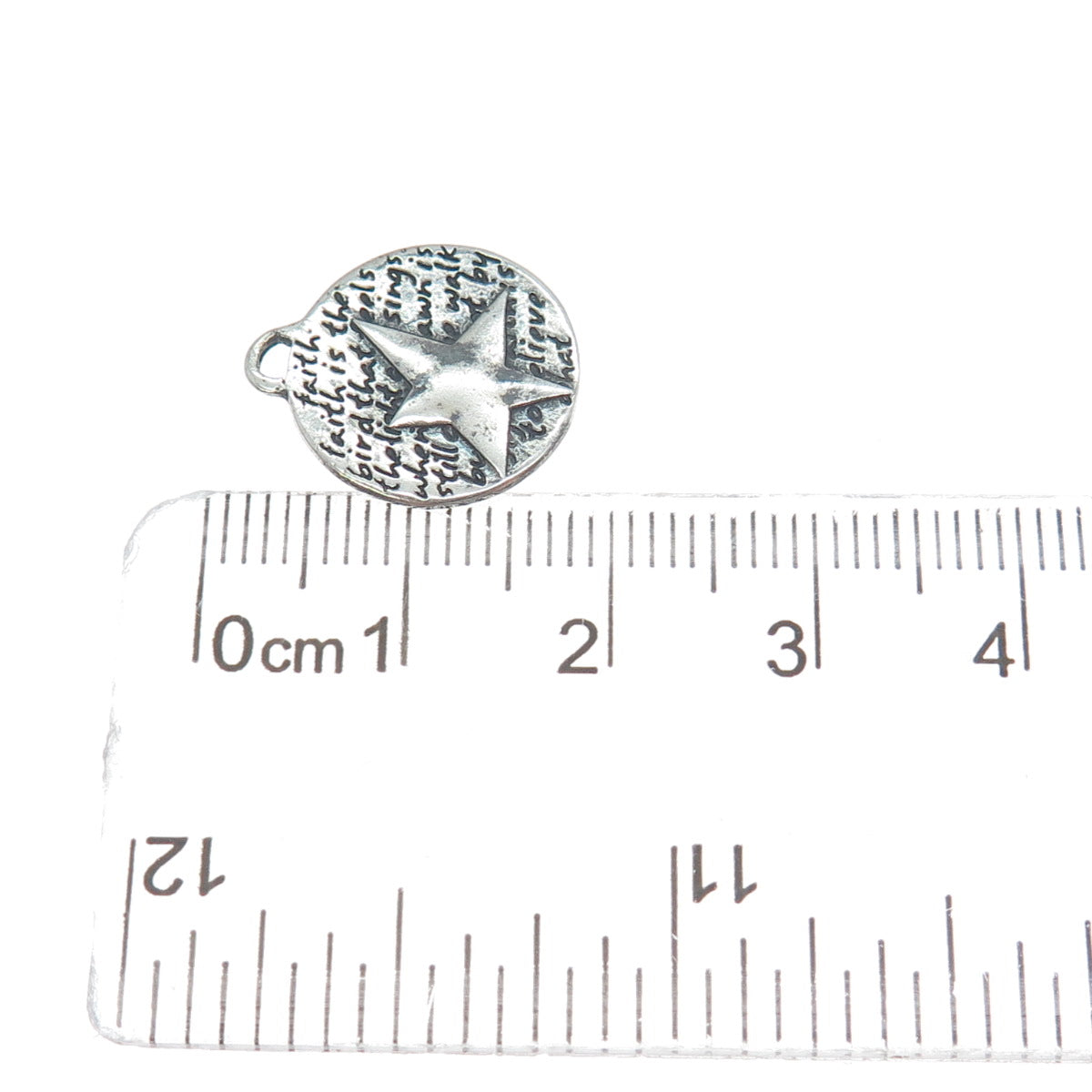 950 Silver Vintage Star Round Oxidized Minimalist Charm Pendant