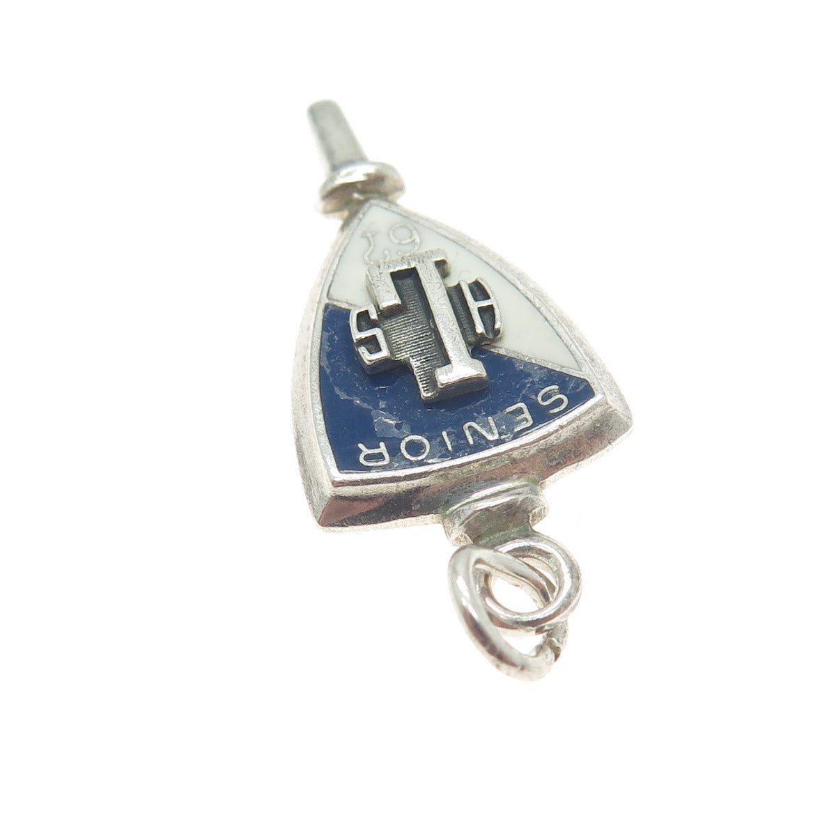 HERFF JONES 925 Sterling Silver Antique Enamel "Senior HLS" Pendant