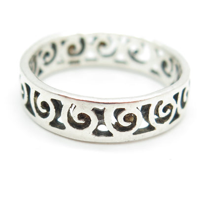 925 Sterling Silver Vintage Spiral All Around Band Ring Size 8.75