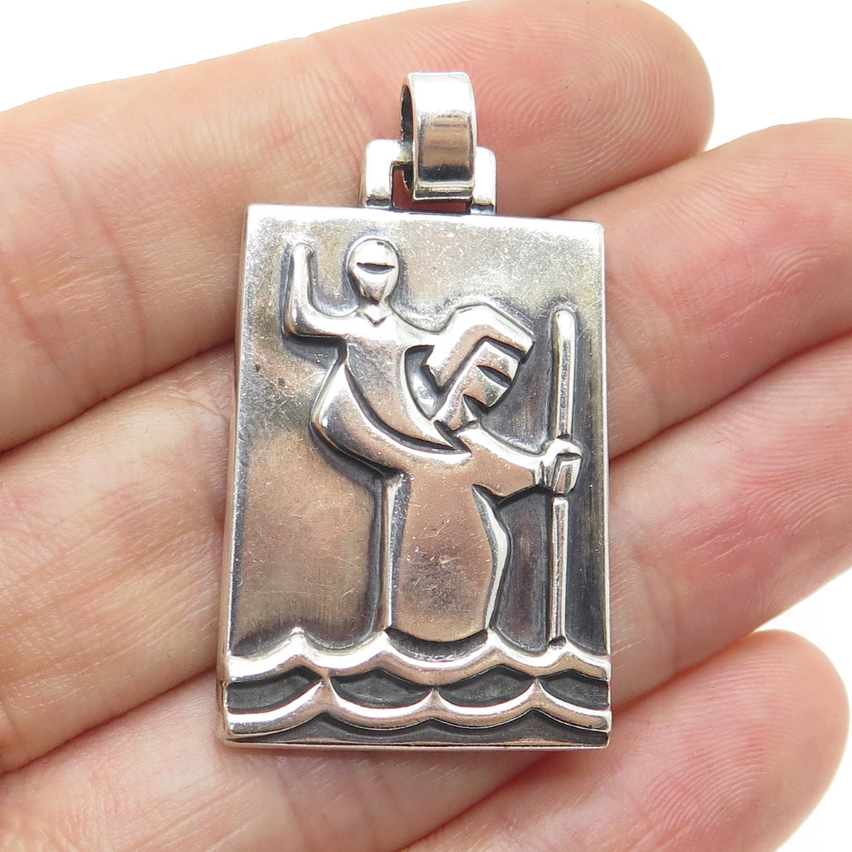 JAMES AVERY 925 Sterling Silver Vintage St. Christopher Religious Pendant