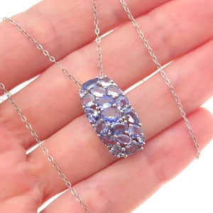 Chuck Clemency 925 Sterling Silver Real Tanzanite Cable Chain Necklace 20"