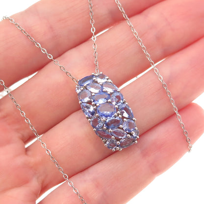 Chuck Clemency 925 Sterling Silver Real Tanzanite Cable Chain Necklace 20"