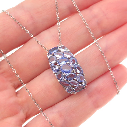 Chuck Clemency 925 Sterling Silver Real Tanzanite Cable Chain Necklace 20"