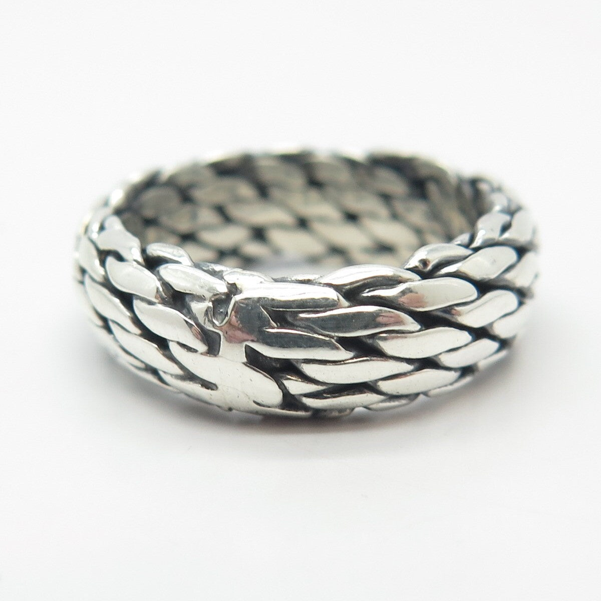 925 Sterling Silver Vintage Woven Band Ring Size 6.75