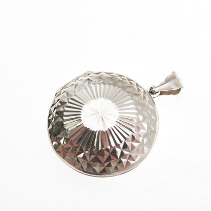 925 Sterling Silver Vintage Diamond-Cut Round Locket Charm Pendant