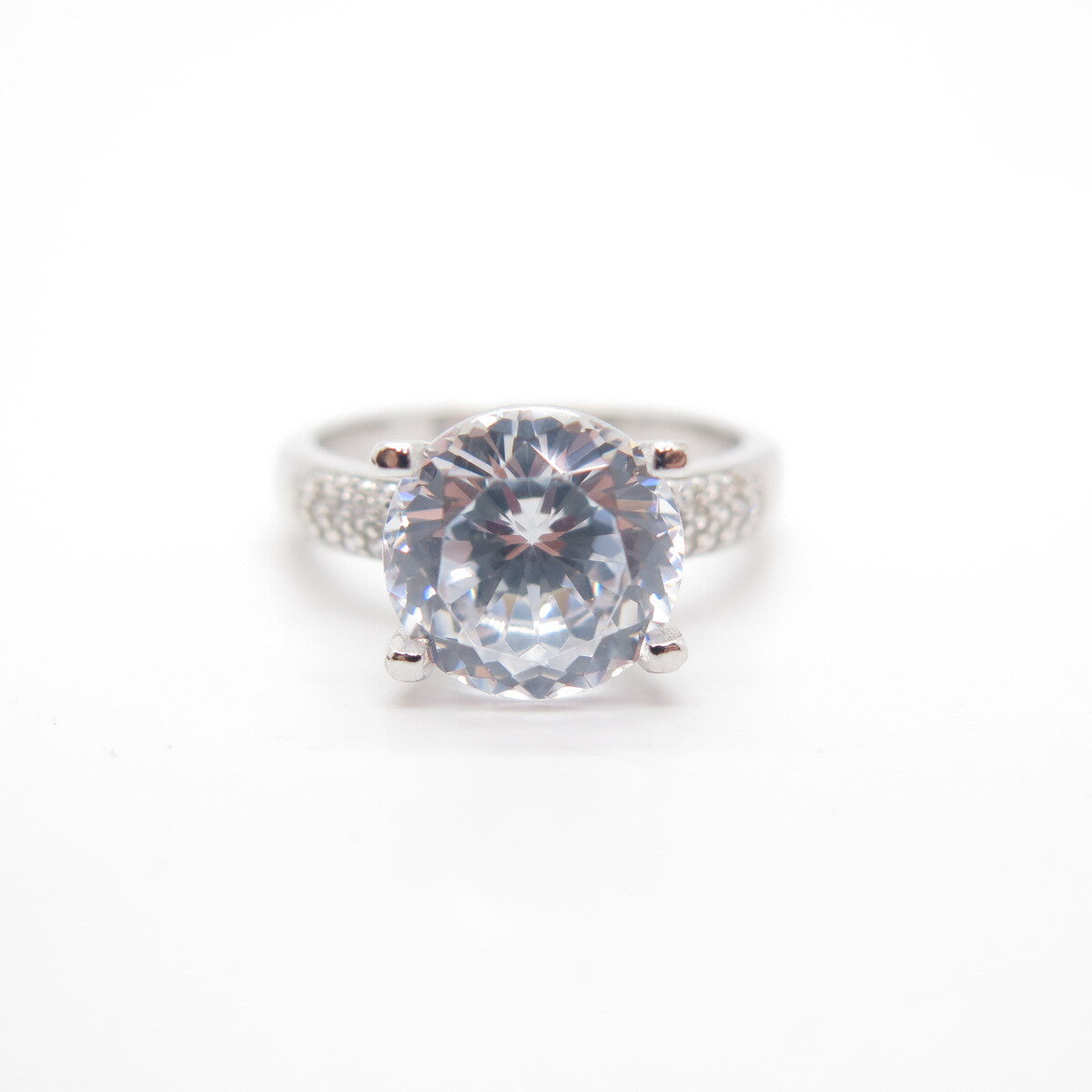 925 Sterling Silver Round Cut C Z Ring Size 7