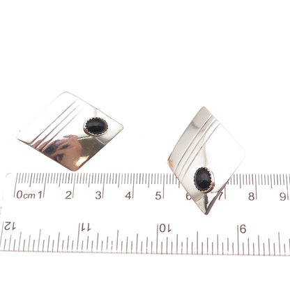 Old Pawn 925 Sterling Silver Vintage Southwestern Black Onyx Tribal Earrings