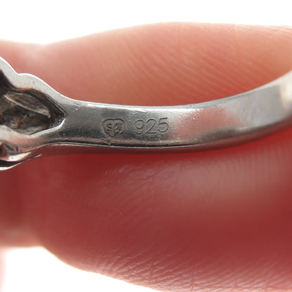 925 Sterling Silver Vintage Real Diamond Accent Lab-Created Ruby Ring Size 8.25