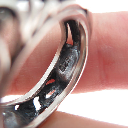 925 Sterling Silver Vintage Modernist Swirl Oxidized Ring Size 7.5