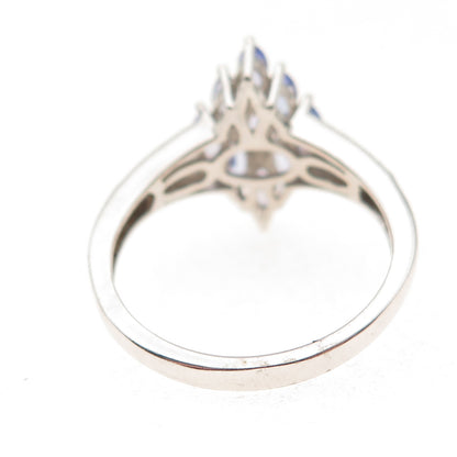 Chuck Clemency 925 Sterling Silver Real Tanzanite & White Topaz Ring Size 9