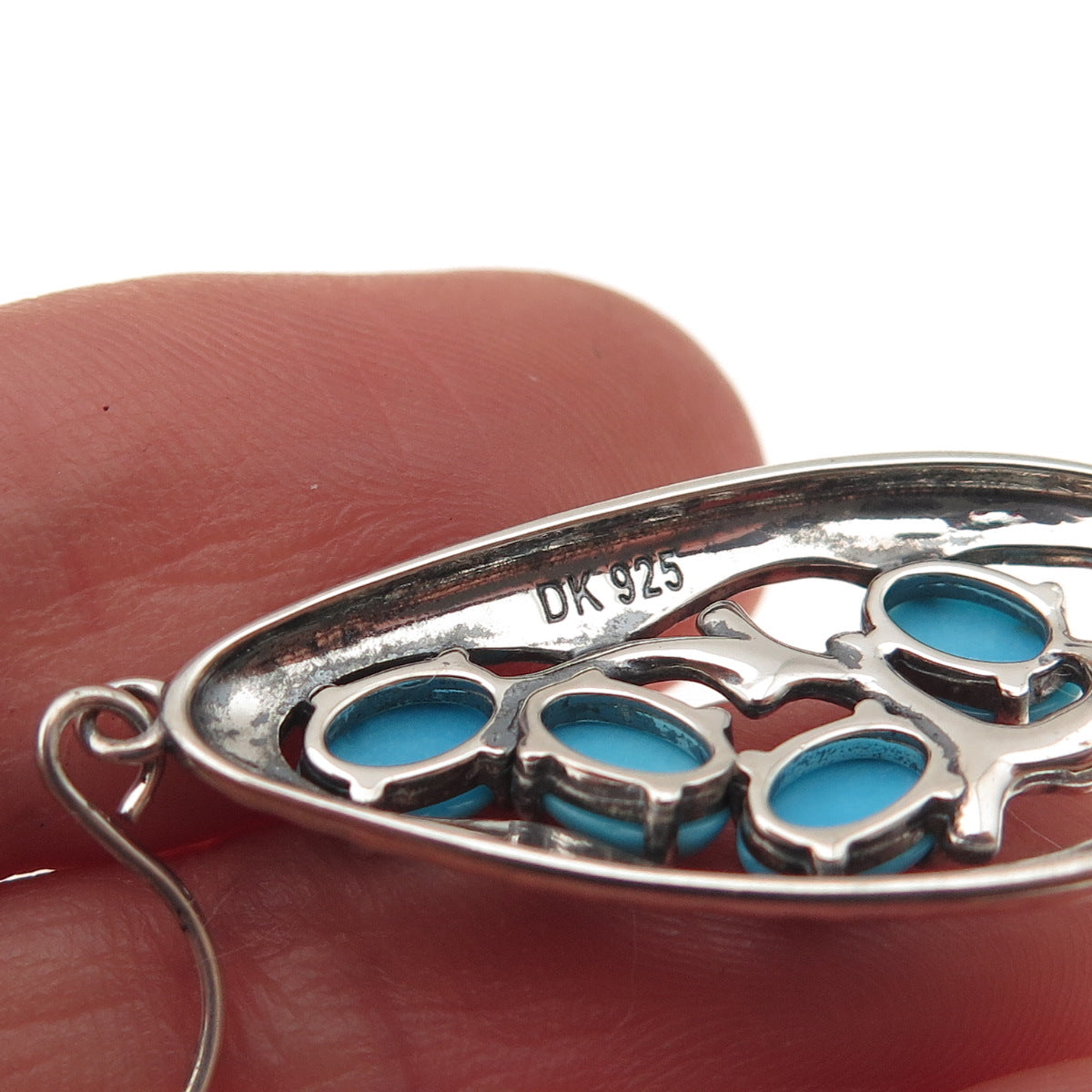 925 Sterling Silver Real Sleeping Beauty Turquoise Teardrop Dangle Earrings
