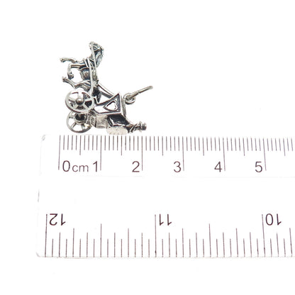 BEAU 925 Sterling Silver Vintage Horse & Carriage Oxidized 3D Charm Pendant