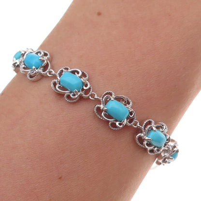 925 Sterling Real Sleeping Beauty Turquoise Adjustable Bolo Bracelet 7-10"
